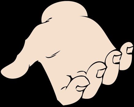hand on a black background