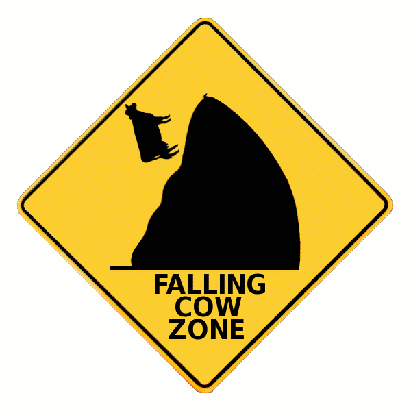 Falling Cow Sign free image download