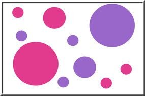 big and small purple and pink circles on a white background