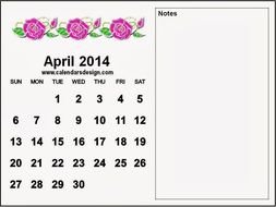 calendar april 2014