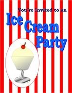 striped ice cream party invitations