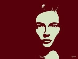 white female face on a black background