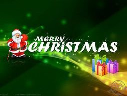 inscription merry christmas on green background