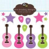 clipart with guitars of different colors