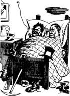 black and white clipart in bed with the boss