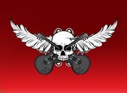 rock and roll logo with skull with wings