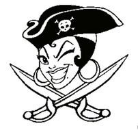 Black and white drawing of the Pirate Girl clipart