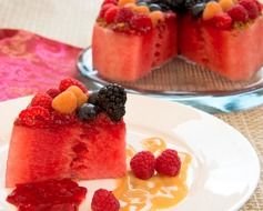 fruit dessert with watermelon and berries
