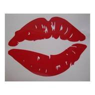 red lip prints on a white background