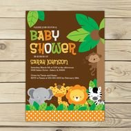 Safari Animal Baby Shower Invitations
