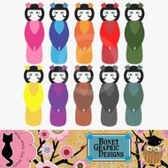 Kokeshi Doll Clip Art N4