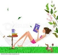 Woman In Hammock Reading Book