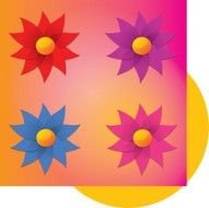 four Simple colorful Flowers