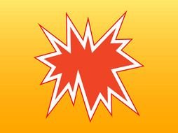 clipart of drawn red burst on an orange background
