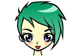 girl with green hair as a graphic illustration