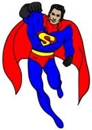 Superman runs with hand up, Clip Art