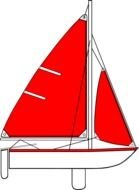 Sailboat with red sail, Illustration