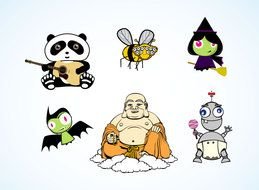 Cute Cartoon Characters as a graphic illustration