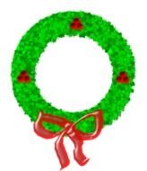 christmas green wreath with red bow