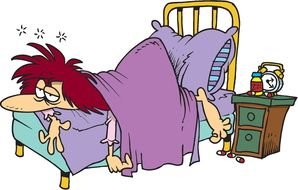 drawn cartoon sleepy man in bed