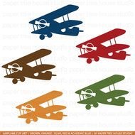 Clip Art Set Airplanes Olive Green Orange Brown Academic Blue