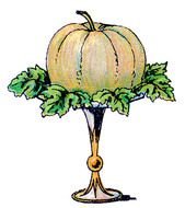 Vintage colorful drawing of the pumpkin on the vase clipart