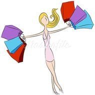 Girl With Shopping Bags Clip Art N5