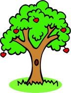 greenn Apple Tree drawing