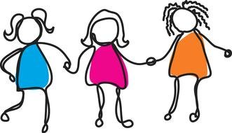 three female figures as a picture for clipart