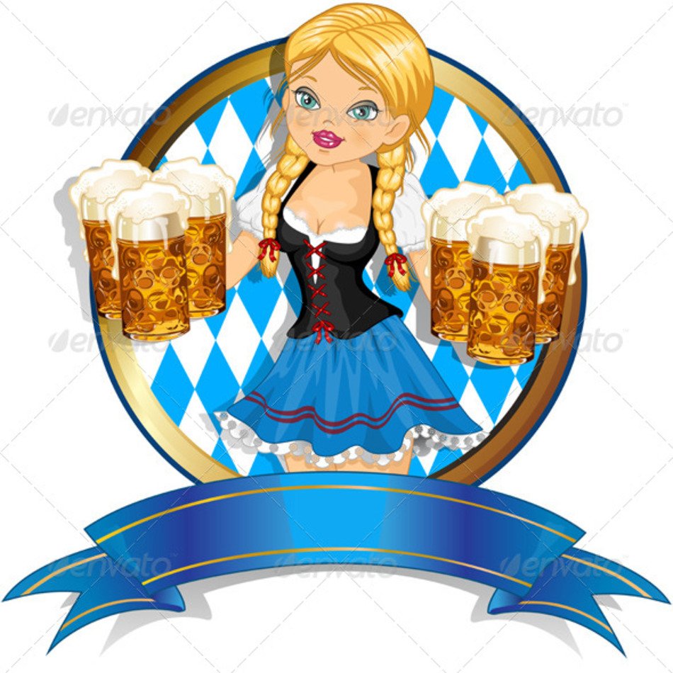 Girl With Beers Clip Art
