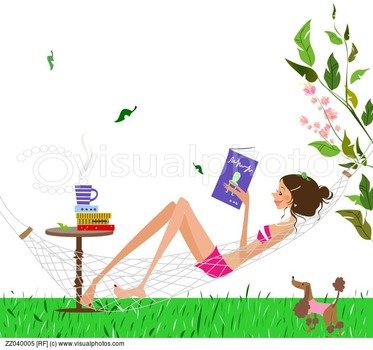 Woman In Hammock Reading Book