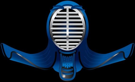 blue fencing helmet