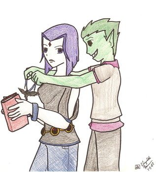 Raven And Beast Boy Draw