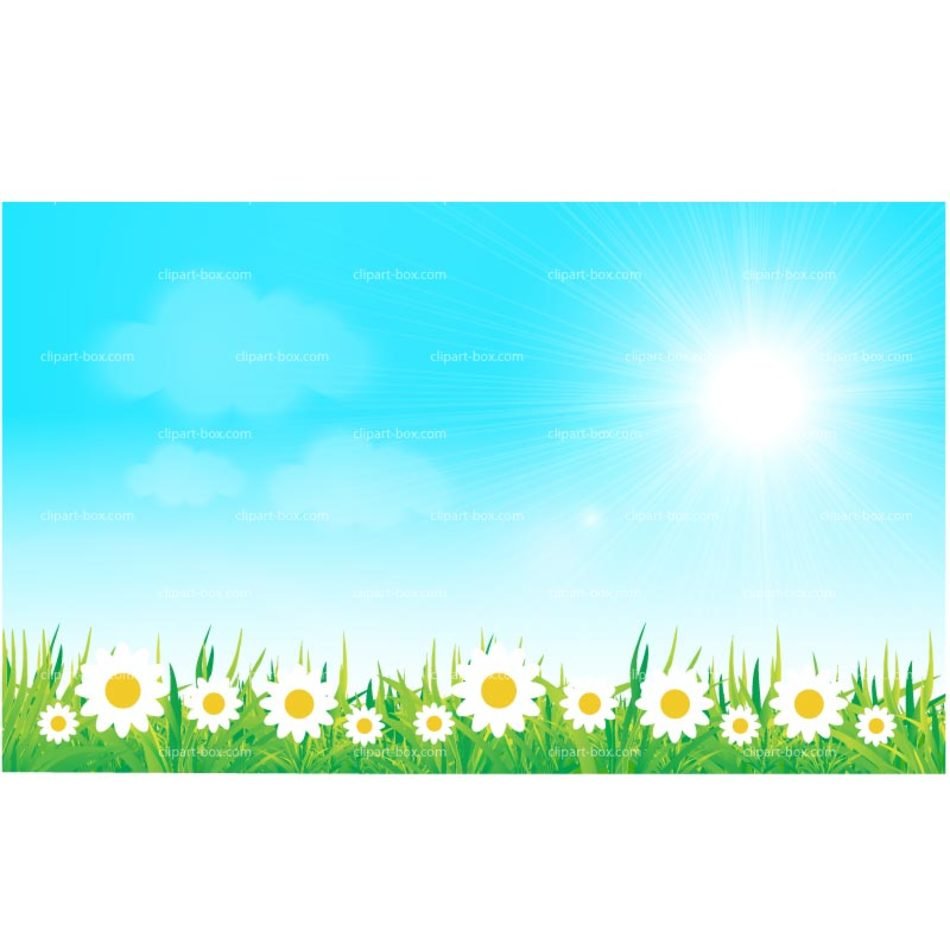 Spring Flower under blue sky, drawing, background