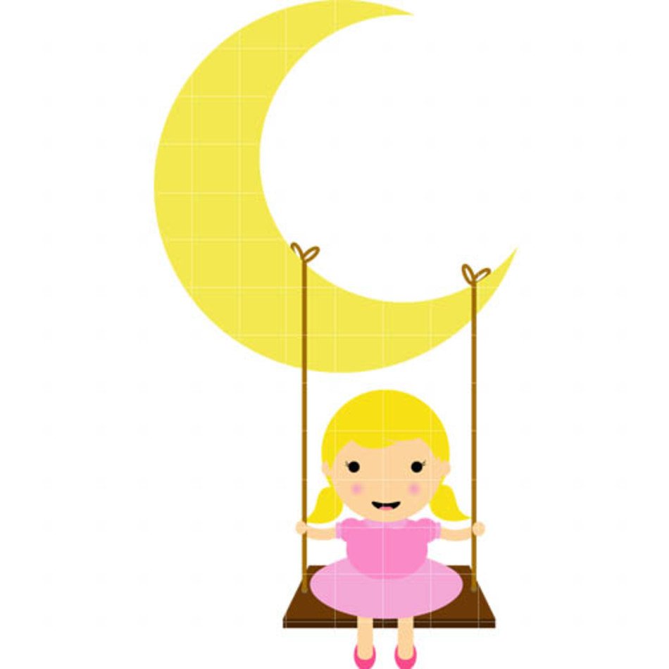 Girl On Moon Swing $ 0 25 Clip Art Add