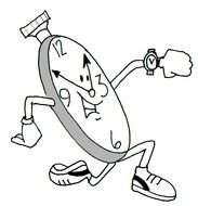 running cartoon clock