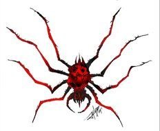 Black red Spider drawing