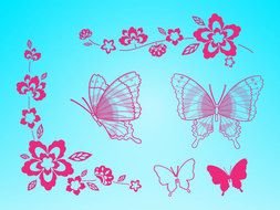 Butterflies And Flowers drawing