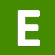 clipart of Green square with white Letter E