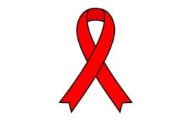 red ribbon to fight cancer on a black background