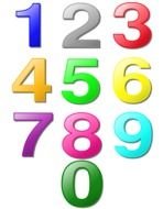 numbers of different colors on a transparent background