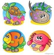 Cartoon Marine Animals N2