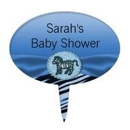 Blue Zebra Baby Shower Cake Toppers