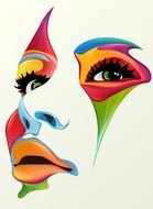 rainbow makeup on the girl's face