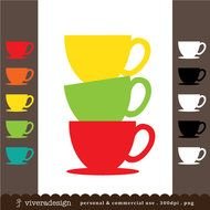 Stacked Tea Cups Clip Art N4