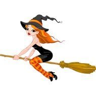 Clip art of Witch Flying On Broom