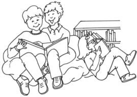 Reading Books Clip Art drawing