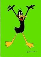 Daffy Duck on the green background
