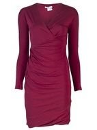 burgundy women dress on a white background