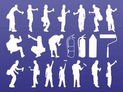 Clipart of Graffiti Artist Silhouettes